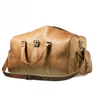 Sporty travel bag made of high quality genuine leather