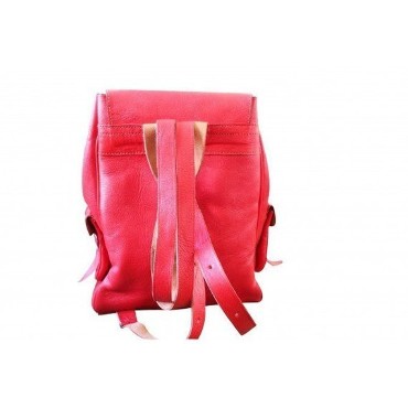 Genuine leather pink backpack