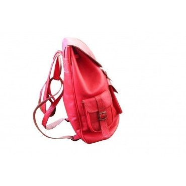 Genuine leather pink backpack