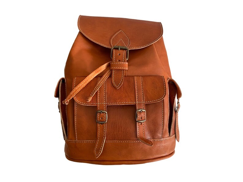 Practical handmade real leather backpack