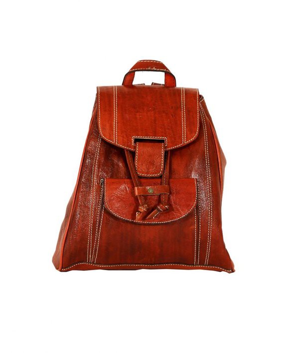 Genuine leather brown backpack