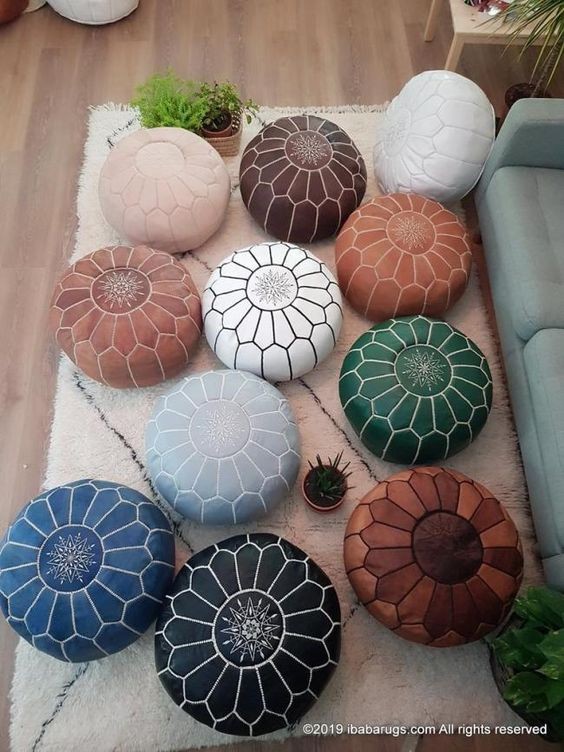 Morocco leather pouf real finish high range