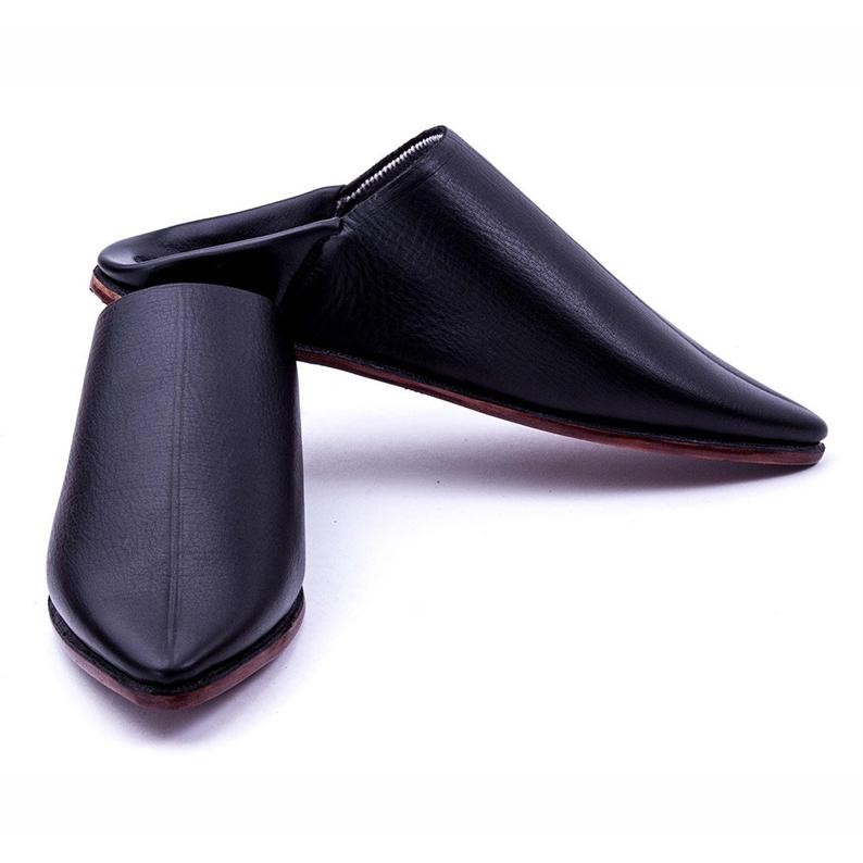 black leather babouche