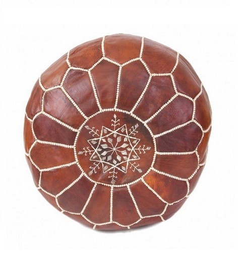 Moroccan leather pouf