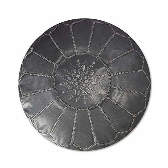 Moroccan leather pouf