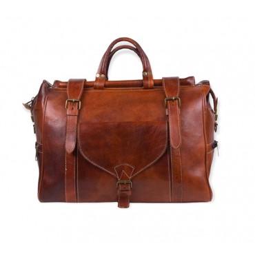 Brown genuine leather travel bag