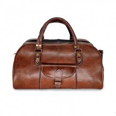 Brown genuine leather travel bag