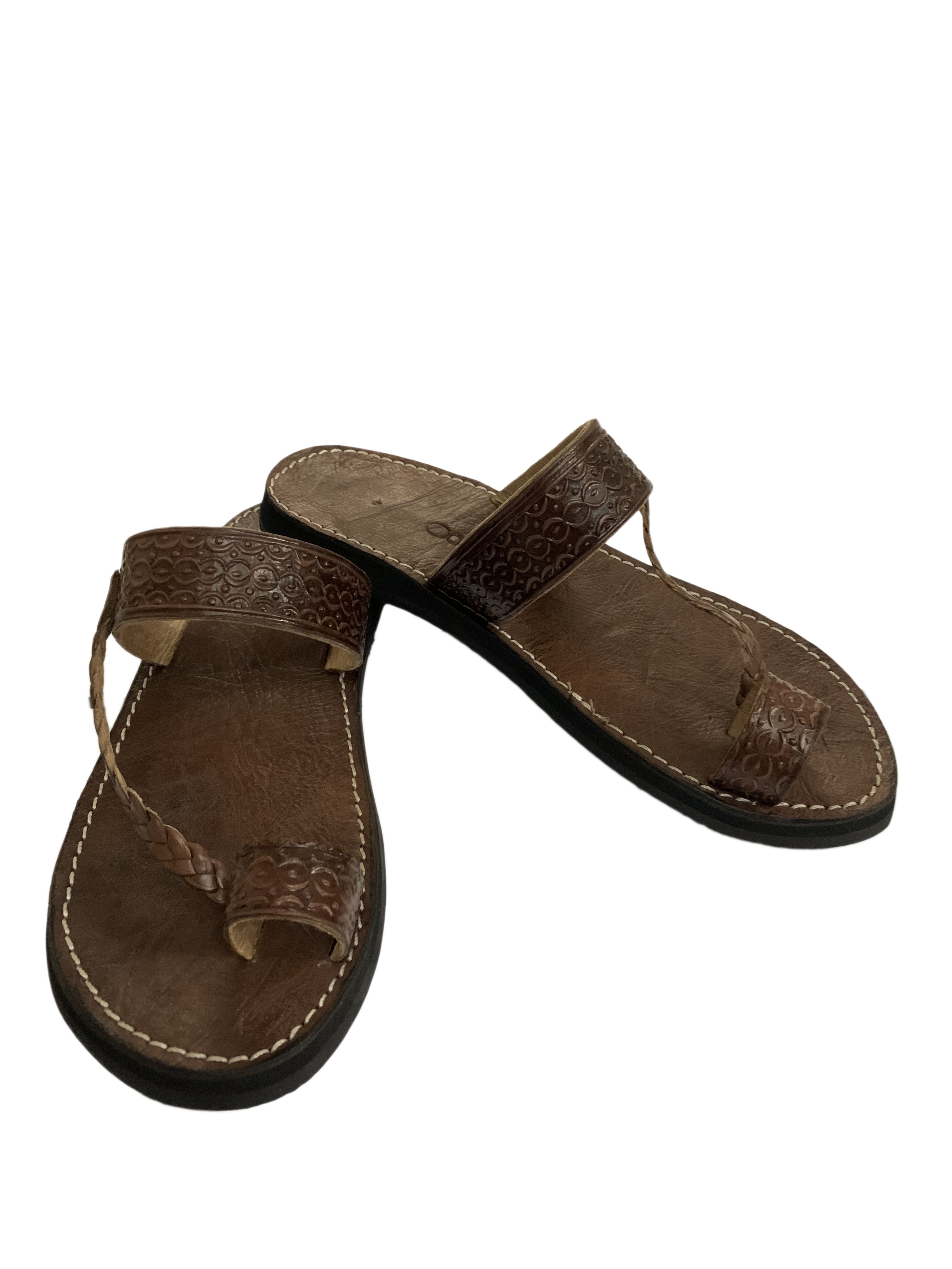 Sandal för män i brunt läder