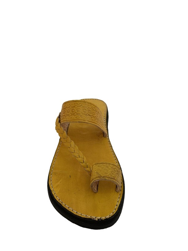 Yellow genuine leather sandal