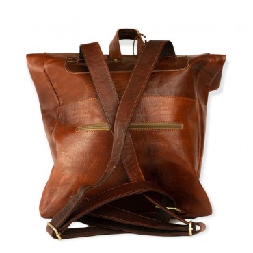 Brown high quality genuine leather backpack