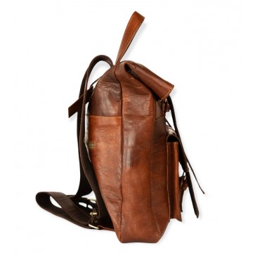 Brown high quality genuine leather backpack