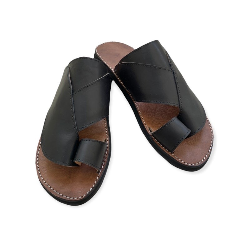 Real leather sandal Black handmade comfortable men's fashion